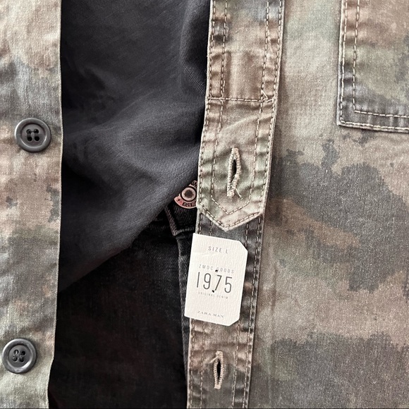 NWT Zara Man Modern Camo Regular Fit Button Up Top - Picture 3 of 7